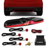 Sensor de Estacionamento 4 Pontos KX3 Universal Vermelho com Display LED Black Piano Slim Colorido