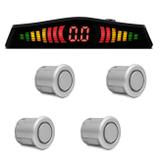 Sensor de Estacionamento 4 Pontos Prata Com Display de Led Colorido Universal - Prime