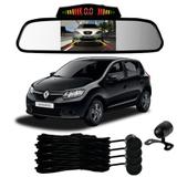 Sensor De Ré + Espelho Camera Ré Renault Sandero Preto - Overvision