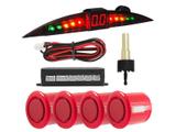 Sensor de Ré Estacionamento Vermelho 4 Pontos + Display Slim - Techone