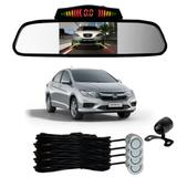 Sensor Estacionamento + Espelho Camera Ré Honda City Prata - Overvision