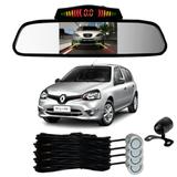 Sensor Estacionamento + Espelho Camera Ré Renault Clio Prata - Overvision