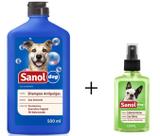 Shampoo Antipulga 500ml + Colonia Perfume Para Cães Machos - Sanol