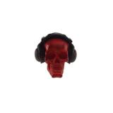 Skull Caveira Resina Decorativo Personalizado Fone Vermelha - Maisaz