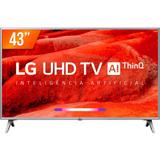 Smart TV LED IPS 43" Ultra HD 4K LG 43UM 751C ThinQ AI 4 HDMI 2 USB WiFi