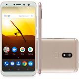 Smartphone Multilaser MS80, Octa Core, Android 7.1, Tela 5.7, 32GB, Selfie 20MP+8MP, Leitor Digital, Dual Chip, Dourado + Case e Película