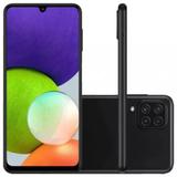 Smartphone Samsung Galaxy A22 128GB Preto 4G - 4GB RAM Tela 6,4” Câm. Quádrupla + Selfie 13MP