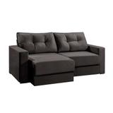 Sofá 3 Lugares Retrátil Lubeck Suede Grafite 180 cm - Mobly
