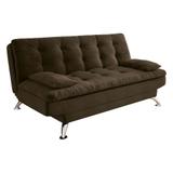 Sofá-Cama 3 Lugares Casal Premium II Suede Café - Mobly