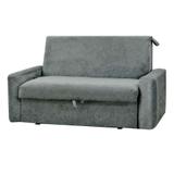 Sofá-Cama Casal 2 Lugares com Baú Carol Suede Amassado Cinza - Matrix