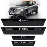 Soleira De Porta Platinum Nissan Kicks 2016 2017 2018 Preto - Emblematech
