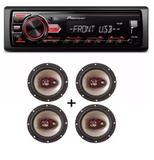 Som Automotivo Media Pioneer Mvh-98ub Usb E Kit 4 Auto Falante Bravox 6 50w - Pioneer / bravox