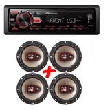 Som Automotivo Pioneer Mvh-98ub Usb Mp3 e Kit 4 Auto Falante Bravox 6 50w - Pioneer / bravox