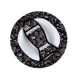 Sousplat e porta talheres preto e branco - Recanto da costura