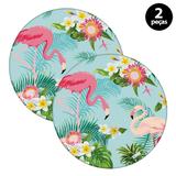 Sousplat Mdecore Flamingo 32x32cm Azul