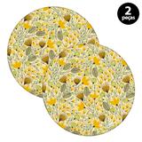 Sousplat Mdecore Floral 32x32cm Amarelo