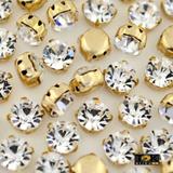 Strass Costura - Dourado Cristal - SS12 / 3mm - 100 un - Tok bijouxs