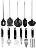 Super Kit 11 Utensílios Inox Cabo Preto Black Nylon - Yazi - Yangzi