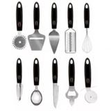Super Kit 16 Utensílios Inox Cabo Preto Black Nylon - Yazi - Yangzi