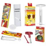 Super Kit 6 Funções, Descascador, Cortador, Ralador, Fatiador, Boleador e Fura Coco - Keita