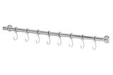 Suporte De Cozinha Porta Talheres 50cm Cromado Com 8 Ganchos - Metalcromo