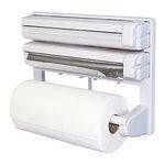 Suporte Dispenser 3 em 1 Papel Toalha Alumínio Plástico Filme - Dx
