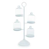 Suporte para 4 Cupcake/Doces 4 com Cúpula Cake Branco - 47 X 22 Cm - Cromus