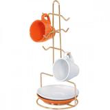 Suporte para 6 Xícaras E Pires Bancada Vertical Rose Gold - Passerini