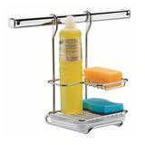 Suporte Para Barra Porta Detergente Sabão E Esponja Pia Aço Cromado - Brinox