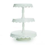 Suporte para Cupcake/Doces Cake Bailarina 3 Andares Branco Borda Rendada - 36 X 26 Cm - Cromus