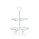 Suporte para Cupcake/Doces Cake Suporte 2 Andares Branco Coração - 41 X 26 Cm - Cromus