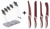 Suporte Para Facas Conjunto Faqueiro Com 4 Facas Aço Inox - Cook dream