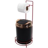 Suporte Para Papel Higiênico Vermelho Lixeira Basculante Cobre - Wp connect