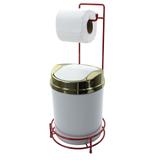 Suporte Para Papel Higiênico Vermelho Lixeira Basculante Dourada - Wp connect