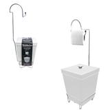 Suporte / porta papel higienico de chao aramado cromado com lixeira branca 60x20cm 6.5l - Stolf