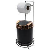 Suporte Porta Papel Higiênico Ônix Lixeira Basculante Rosé Gold - Wp connect