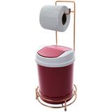 Suporte Porta Papel Higiênico Rosé Gold Lixeira Basculante Branca - Wp connect