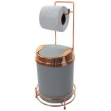 Suporte Porta Papel Higiênico Rosé Gold Lixeira Basculante Cobre - Wp connect