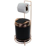 Suporte Porta Papel Higiênico Rosé Gold Lixeira Basculante Cobre - Wp connect