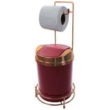 Suporte Porta Papel Higiênico Rosé Gold Lixeira Basculante Cobre - Wp connect