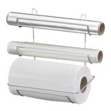 Suporte Triplo para rolo de papel toalha aluminio e filme em aço cromado Passerini