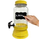 Suqueira De Vidro C/ Dispenser 3250ml Amarela + Lousa e Giz - Alumiart