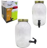Suqueira De Vidro Com Tampa De Rosca Metalizado Dourado 5L - Satyam