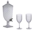 Suqueira +taças De Acrilico Luxo Para Bebida Ou Água 5 Litros - Paramount