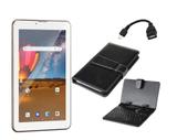 Tablet Dourado com Teclado 16GB Dual Chip Android 8 Celular - Multilaser