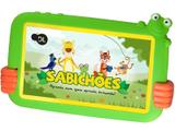 Tablet Infantil Sabichões DL Kids TX386BVD Tela de 7" Android 7 Nougat 8GB RAM 1GB RAM - Branco Com Capa de Sapo Verde