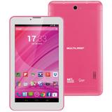 Tablet Multilaser M7 3G Rosa Quad Core Android 4.4 Dual Câm 1.3/2MP 7 8Gb Bluetooth NB225