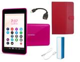 Tablet Tela 7 Quad Core Android 8 WIFI Rosa +Capa Power bank - Everex