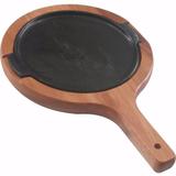 Tábua Para Churrasco Chapa Redonda com Cabo 39 cm 4045 - Ms Madeiras