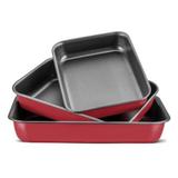 Tabuleiro Conjunto 3 Peças Antiaderente Cereja Mta Comprar